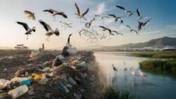 Storks and gulls carry hundreds of kilos of plastic from landfills to Andalusia’s wetlands