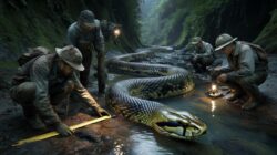 Field biologists confirm the discovery of a record breaking snake specimen during a controlled survey in remote terrain