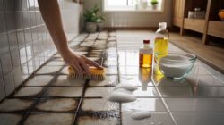 Mix just three simple ingredients and apply them to grout: in 15 minutes it looks like new again